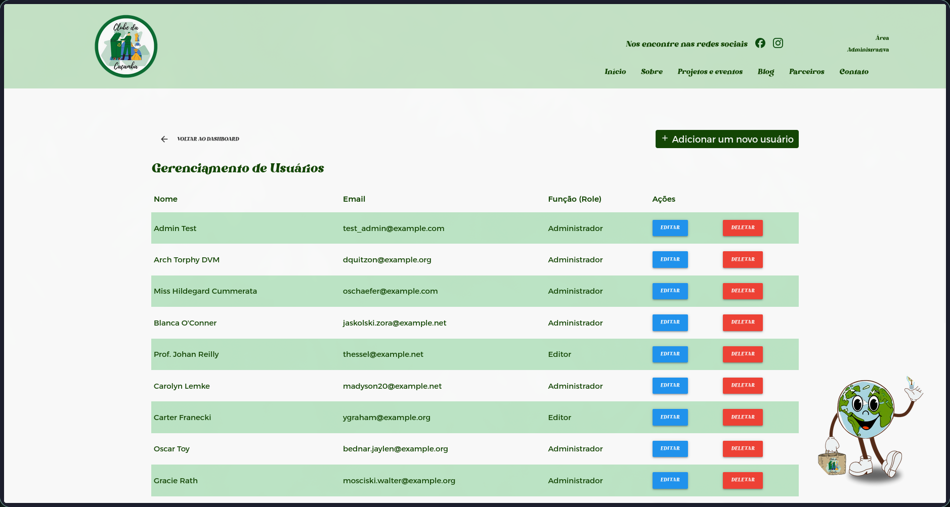 Gerenciamento de usuários